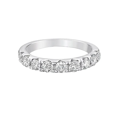 14K White Gold Prong diamond wedding band
