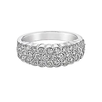 14K White Gold Prong-set diamond band with flower