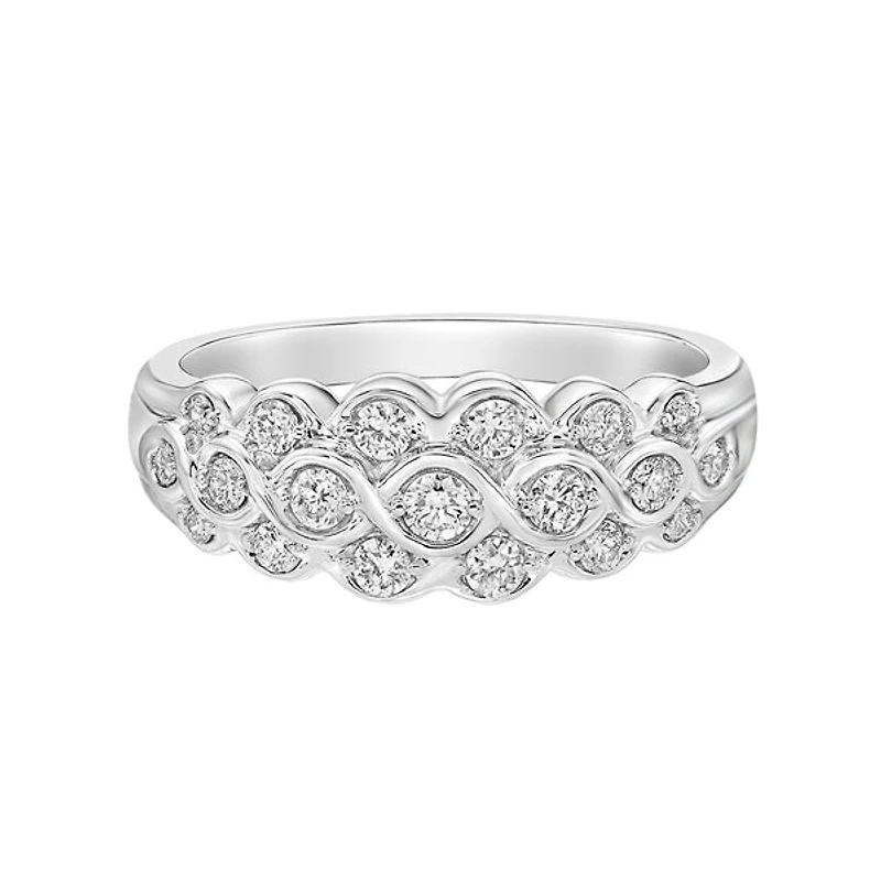 14K White Gold Prong-set diamond band with curves - 4.5