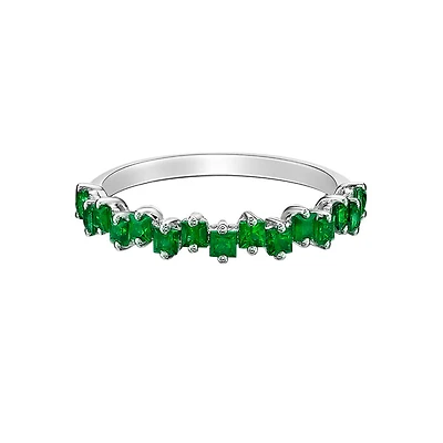 10K White Gold Prong-set Emerald band