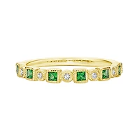 10K Yellow Gold Emerald & diamond band