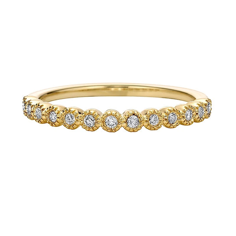 10K Yellow Gold 1/6ct twt bezel-set diamond wedding band