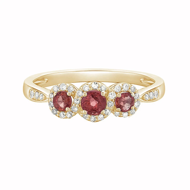 14K Yellow Gold Prong-set Ruby ring with Diamonds