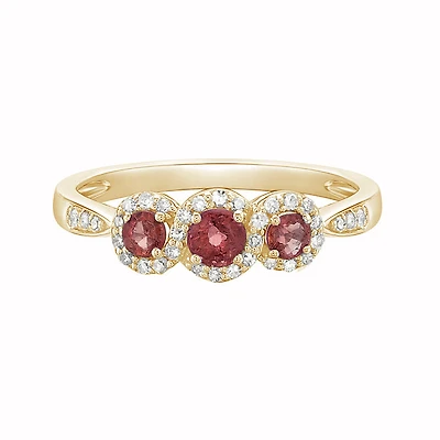 14K Yellow Gold Prong-set Ruby ring with Diamonds