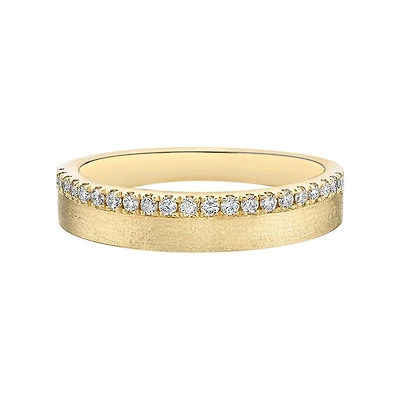 10K Yellow Gold Brushed Gold 0.23cttw diamond wedding band