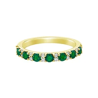 10K Yellow Gold Classic Emerald & Diamond band - 8