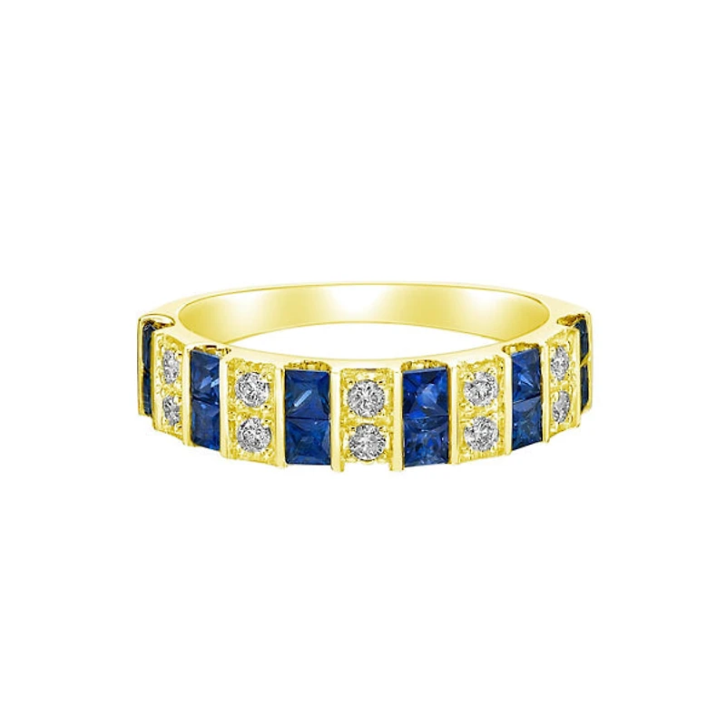 14K Yellow Gold Sapphire ring with diamonds