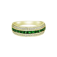 14K Yellow Gold Emerald ring with diamonds