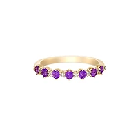 10K Yellow Gold Amethyst & diamond band - 4.5