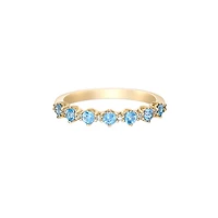 10K Yellow Gold Prong-set Blue Topaz & Diamond band - 4.5