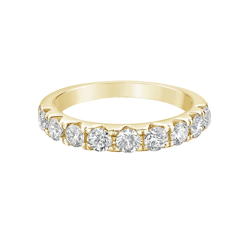 14K Yellow Gold Prong-set diamond wedding band - / 4.5