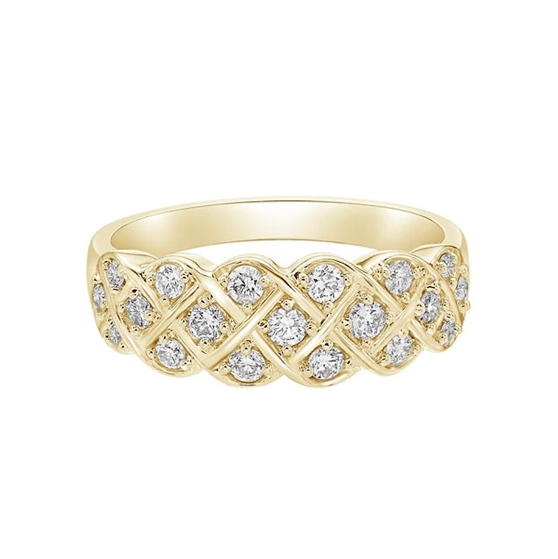 14K Yellow Gold Prong-set diamond band lines