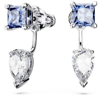 Swarovski Mesmera earring jackets, Mixed cuts, Detachable, Blue, Rhodium plated 5665767