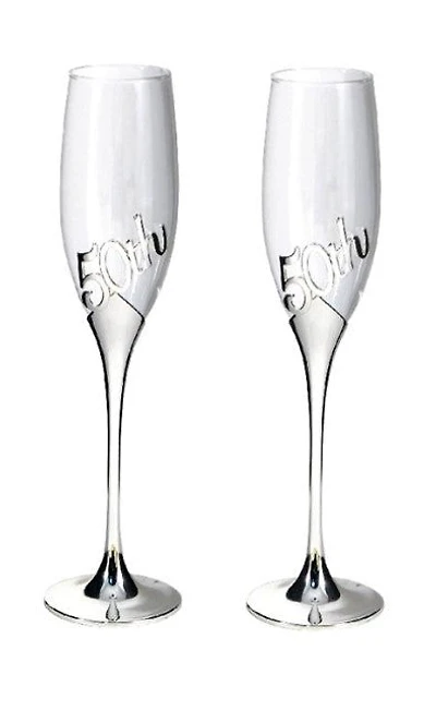 2 Pieces 50th Champagne Flutes - SE2550