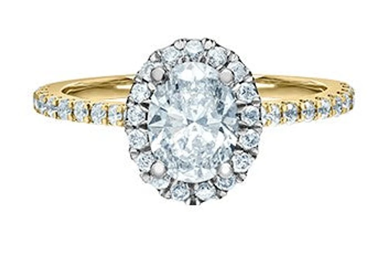 14K Yellow and White Gold 1.01cttw Oval Lab Grown Diamond Engagement Ring