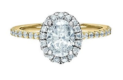 14K Yellow and White Gold 1.01cttw Oval Lab Grown Diamond Engagement Ring