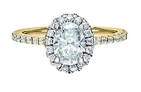 14K Yellow and White Gold 1.01cttw Oval Lab Grown Diamond Engagement Ring