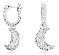 Swarovski Luna drop earrings, Moon, White, Rhodium plated 5666157