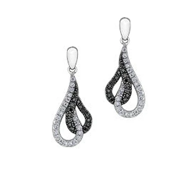 10K White Gold 0.33 cttw Black Diamond Earrings