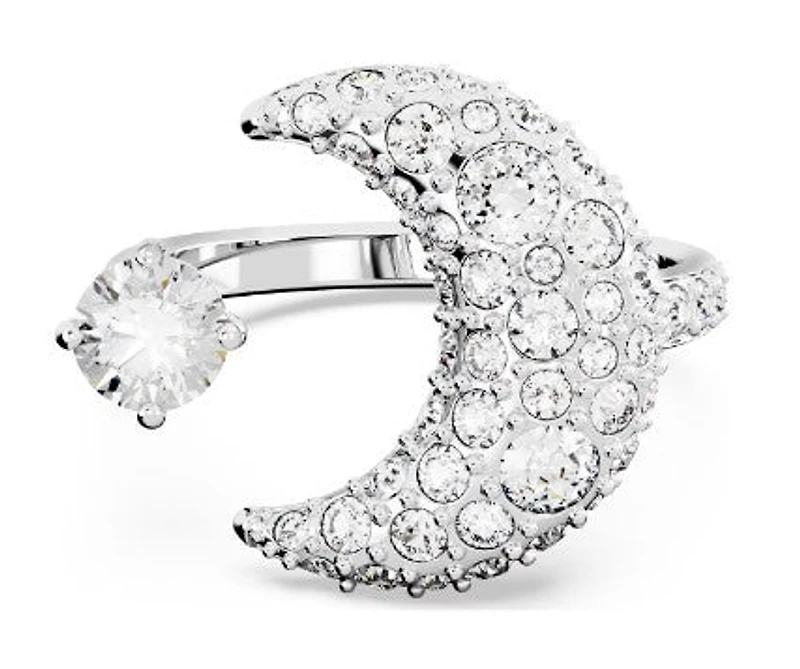 Swarovski Luna open ring, Moon, White, Rhodium plated 5677139