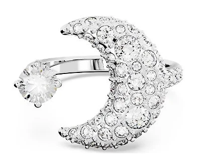 Swarovski Luna open ring, Moon, White, Rhodium plated 5677139