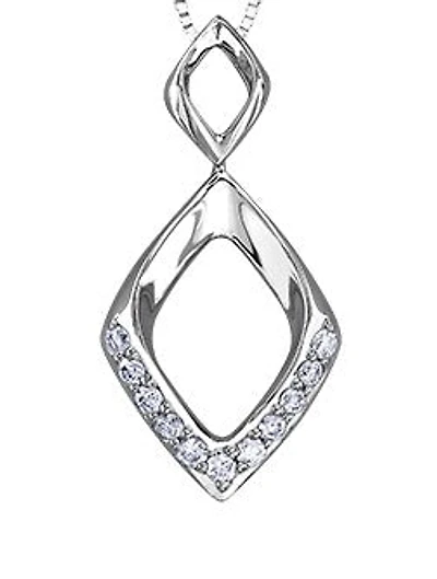 10K White Gold 0.11cttw Diamond Pendant, 18"