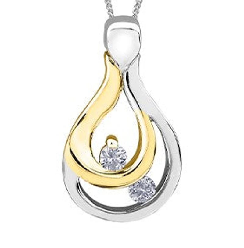 10K White and Yellow Gold 0.05 cttw Diamond Pendant, 18"