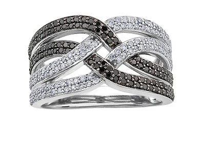 10K White Gold cttw Black Diamond Ring