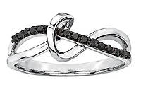 10K White Gold 0.15 cttw Black Diamond Ring - 4.5
