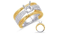 14K Yellow and White Gold Round Diamond Mount - Only (No centre diamond) /
