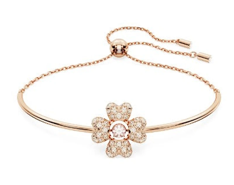Swarovski Idyllia bracelet, Clover, White, Rose gold-tone plated 5674487