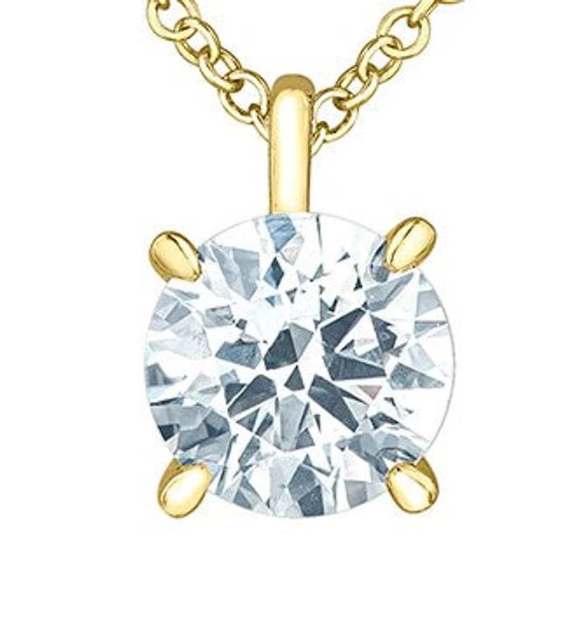 14K Yellow Gold Lab Grown 0.52cttw Round Brilliant Cut Diamond Claw Set Pendant
