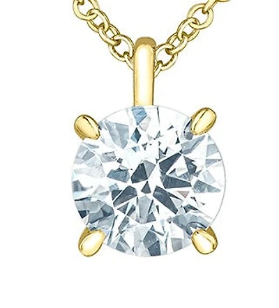 14K Yellow Gold Lab Grown 1.06cttw Round Brilliant Cut Diamond Claw Set Pendant