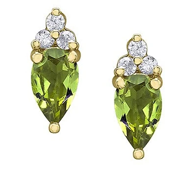 10K Yellow Gold Peridot and Diamond Earrings