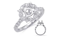 14K Round Brilliant Cut Halo Diamond Ring