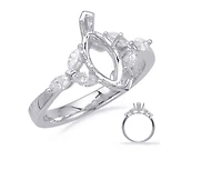 14K Marquise Cut Diamond Ring - Mount Only (No centre diamond) / Gold