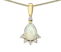 10K Yellow Gold Opal and Diamond Pendant
