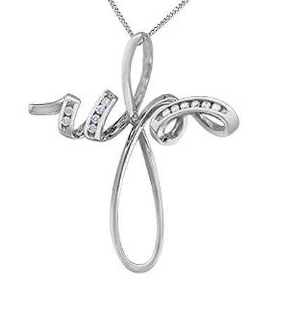 10K White Gold cttw Diamond Cross Pendant