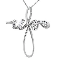 10K White Gold cttw Diamond Cross Pendant