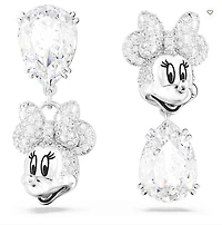 Swarovski Disney Minnie Mouse drop earrings Asymmetrical design, White, Rhodium plated  5668779 - Discontinued