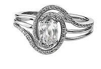 925 Sterling Silver White Topaz & Diamond Ring - 4.5