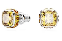 Swarovski Birthstone stud earrings, Square cut, November, Yellow, Rhodium plated - 5660802