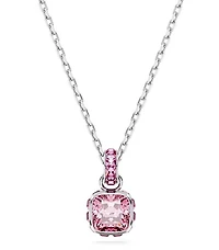 Swarovski Birthstone pendant, Square cut, October, Pink, Rhodium plated - 5661791