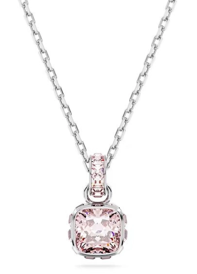 Swarovski Birthstone pendant, Square cut, June, Pink, Rhodium plated - 5652044