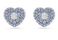Swarovski Hyperbola stud earrings, Heart, Blue, Rhodium plated - 5683576