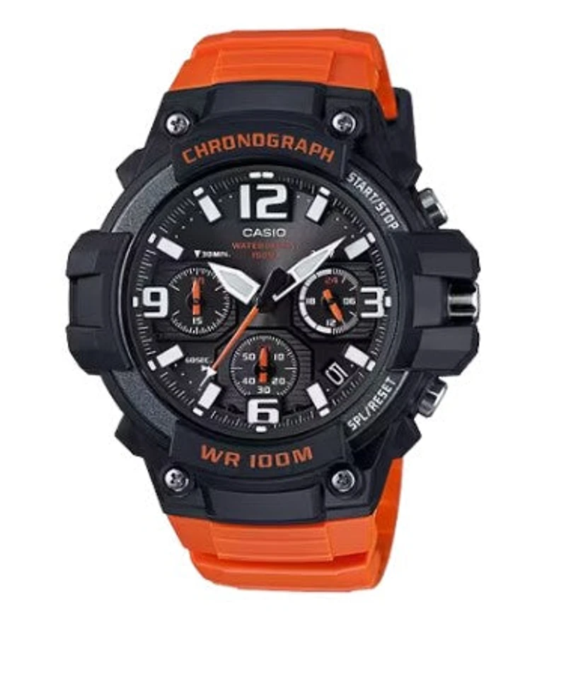 Casio Analog Watch -  MCW100H-4AV - Black and Orange