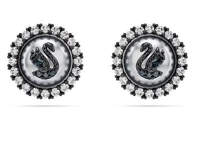 Swarovski - Iconic Swan stud earrings, Swan, Gray, Ruthenium plated - 5680848 - Discontinued