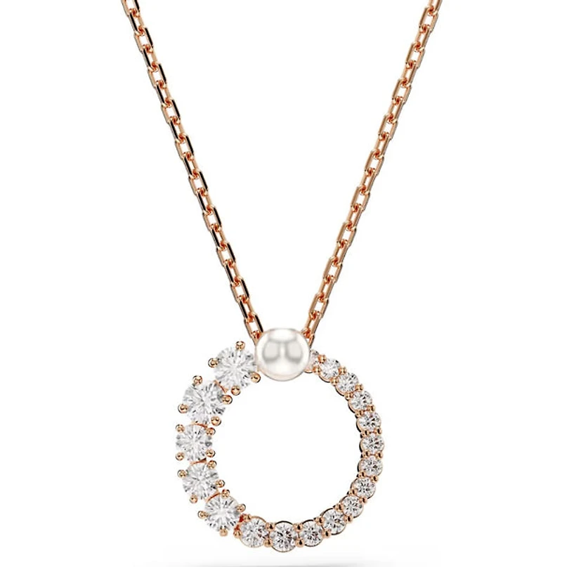 Swarovski - Matrix pendant, Crystal pearl, Round cut, White, Rose gold-tone plated - 5692265