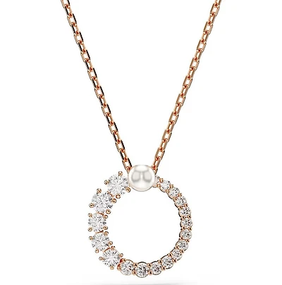 Swarovski - Matrix pendant, Crystal pearl, Round cut, White, Rose gold-tone plated - 5692265