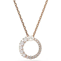 Swarovski - Matrix pendant, Crystal pearl, Round cut, White, Rose gold-tone plated - 5692265